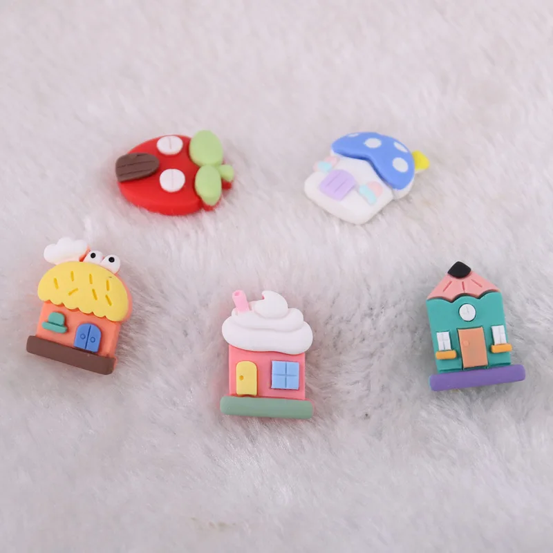 Cartoon Simulation Mini Resina Casa, DIY Icebox Hat, Barrette Mobile Phone Case, Decoração Creme Cola, Patch traseiro liso, 10Pcs