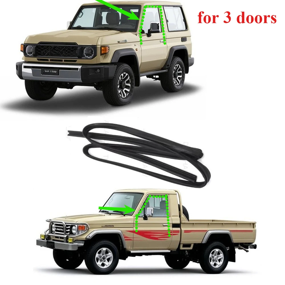 Door Glass Run Channel for Land Cruiser 70 2006-2027 LC70/75/76/77 FJ75 HZJ75 68142-90K03 3 Doors 1 Piece
