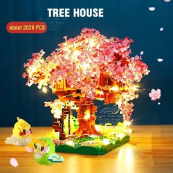 Flower Treehouse DIY Model Micro Building Block Indoor Decorations Creative Street View Brick Flower Tree House Kids Toy Gifts
