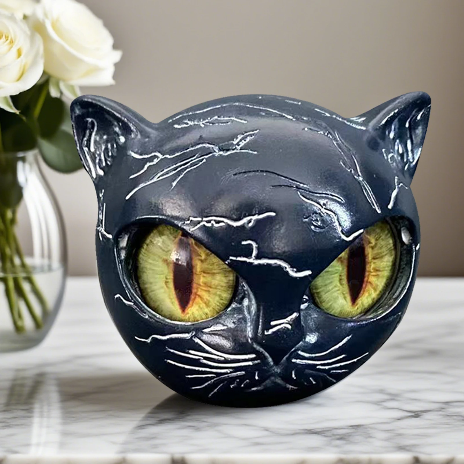 

Фигурка черного кота, смола, голова кошки, целебный камень, мраморная текстура, камень кошки, смола, скульптура кошки, орнамент, скульптура кошки, ремесло