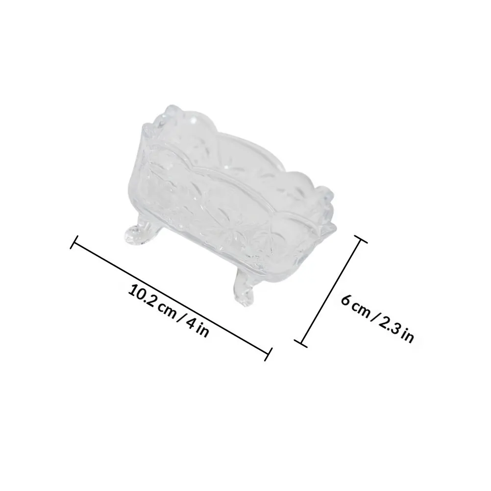 2Pcs Relief Design Glass Bowl Multi-Functional Stable 4-Footed Soap Tray Ashtray Jewelry Tray Fruit Plate Snack Dish Display