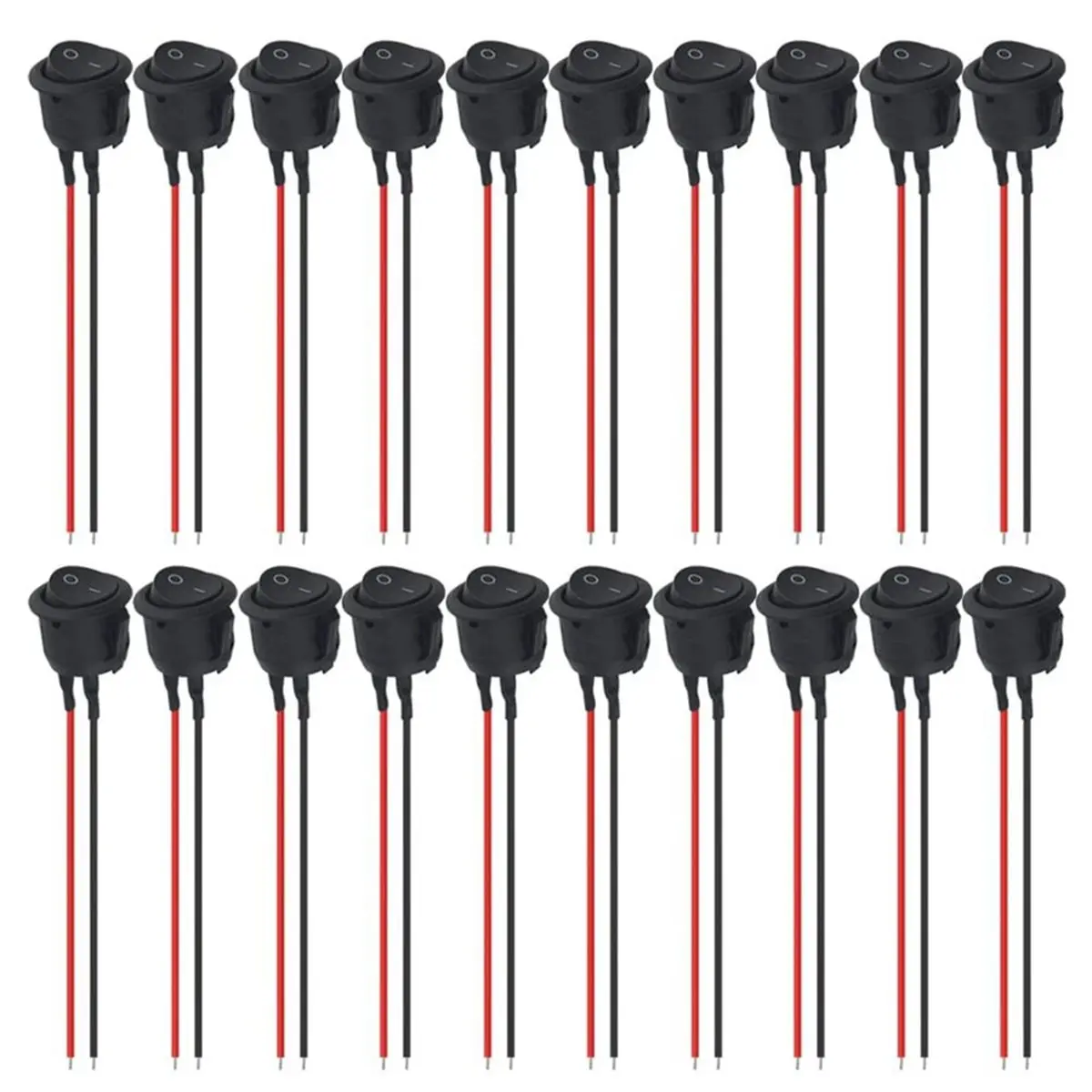 update. 20Pcs 12V Round Rocker Toggle Switches Rocker Switch with Wire 2Pin SPST with Pre-Wired 6A/250V AC for Boat, Car