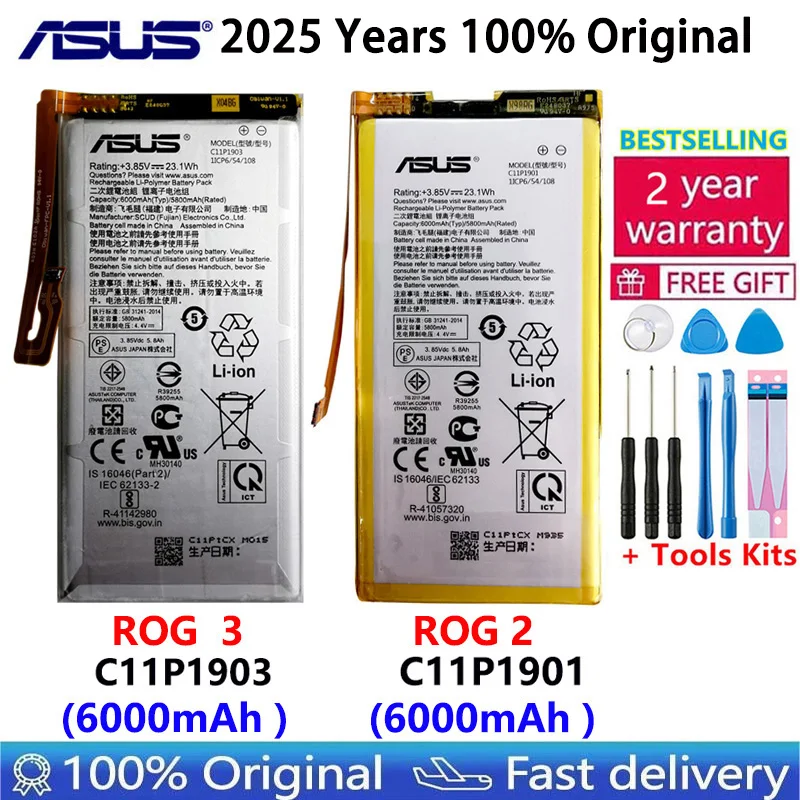 Original C11P1901 C11P1903 6000mAh Replacement  Phone Battery For ASUS ROG 2 ROG Phone 3 ROG3 ZS661KS ZS660KL I001DB Batteries