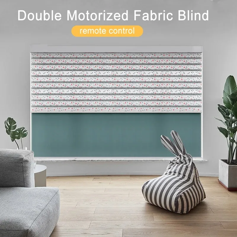 【Best Selling】Dustproof Dimmable Double Motorized Fabric Zebra Roller Shangri-la Blind