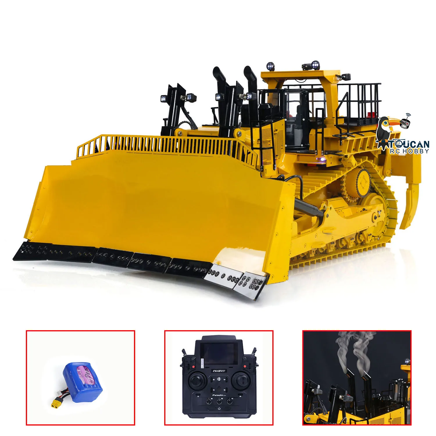 1/14 Scale D11T Hydraulic RC Bulldozer PL18EV Remote Control Dozers Smoke Sound Light System RC Truck RC Toys Model TH23707