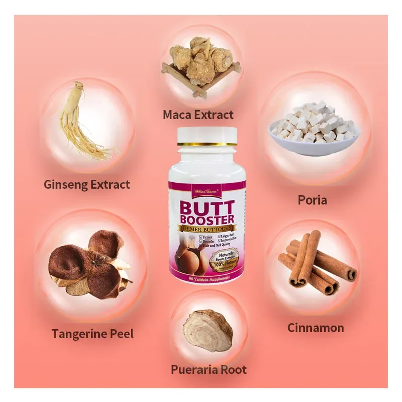 2 Bottles Natural Buttock Enlargement Capsules Big Hip Up Pills Big Ass Buttocks Lift Firming Massage Buttocks