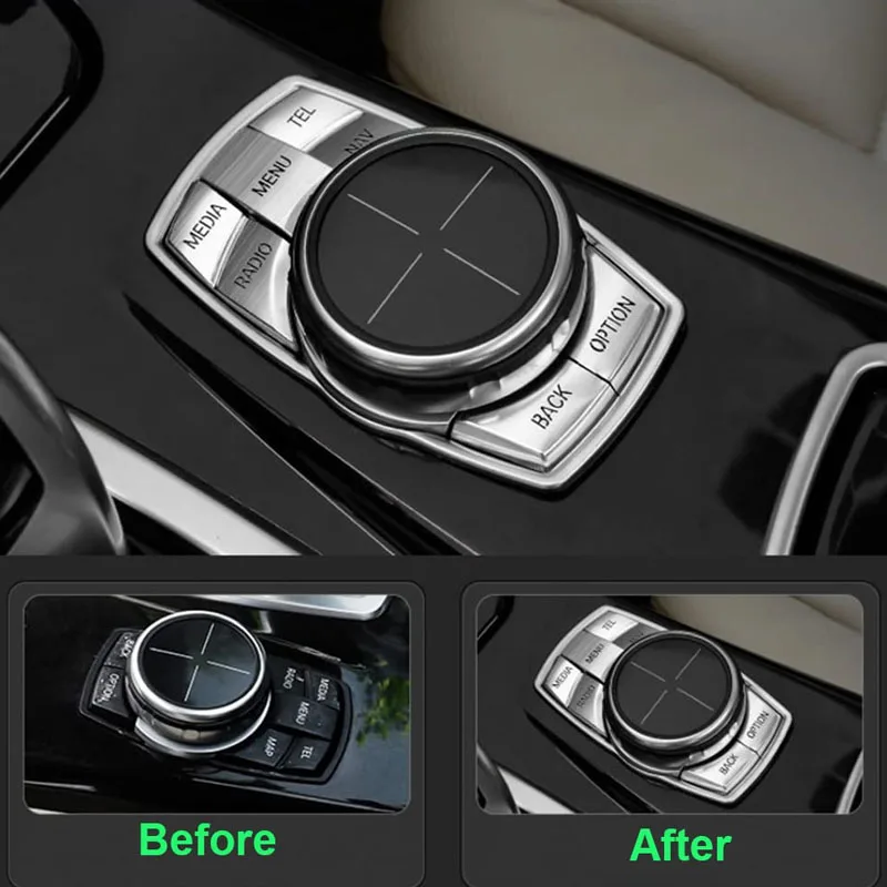 7-Key Aluminium Car Sequence Sticker Multimedia IDrive Button Cover for BMW 1 1 2 3 5 7 Series X1 X3 X4 X5 X6 F10 F11 F48 F85