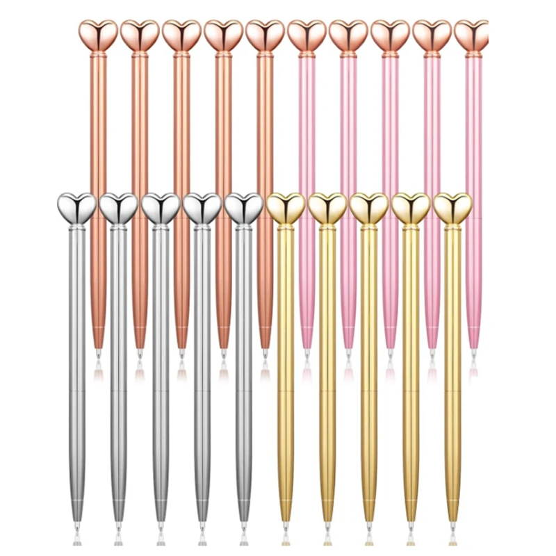 

20Pcs Valentines Pens Heart Shaped Metal Pens Valentines Gifts Heart Decorative Ballpoint Pens For Party Favors School Durable