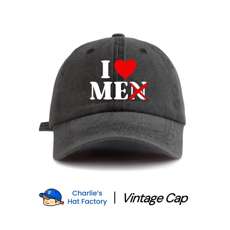 1 pc i LOVE MEN Print Washed Baseball Cap, Classic Casual Stylish Vintage Soft Sweatband Adjustable Size Lightweight