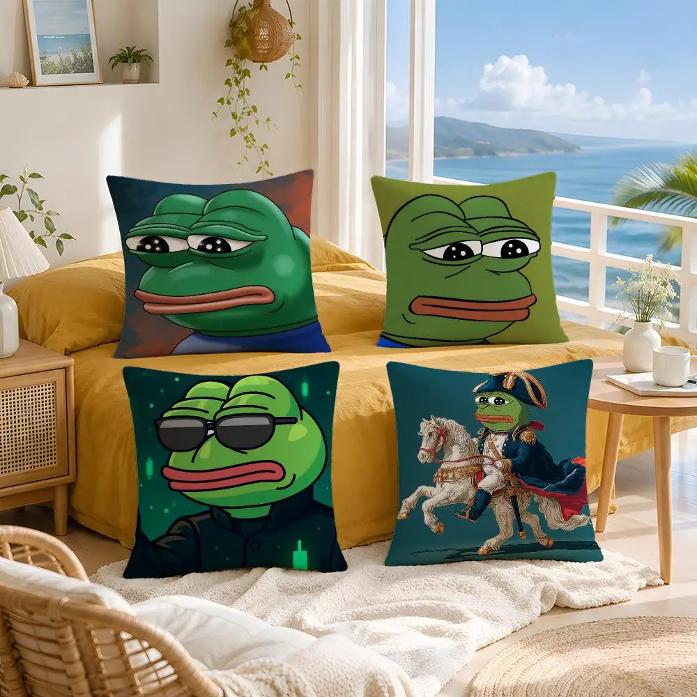 Pepe The Frog Cushion Cover Throw Pillow Short Plush Fresh Natural Cushion for Living Room Sofa Ornament Present Gift