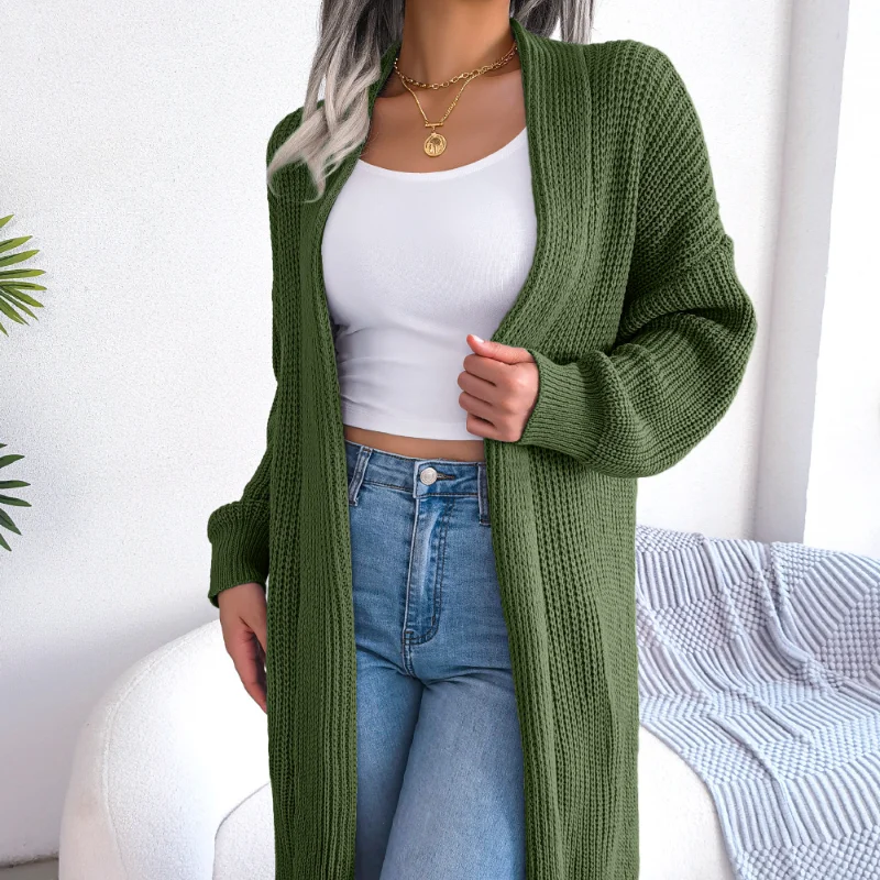 2023 Autumn/Winter New Casual Versatile Turn-down Collar Long Sleeves Solid Office Lady Loose Cardigan Leisure Sweater Coat