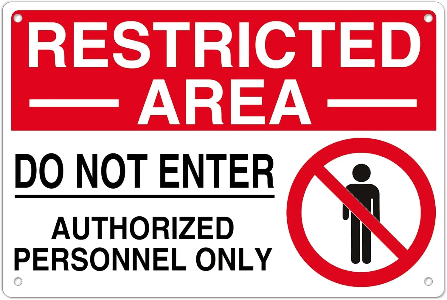 Restricted Area Do Not Enter Authorized Personnel Only Sign,1 Pack, Rust Free Aluminum,UV Protected, Waterproof, Weatherproof