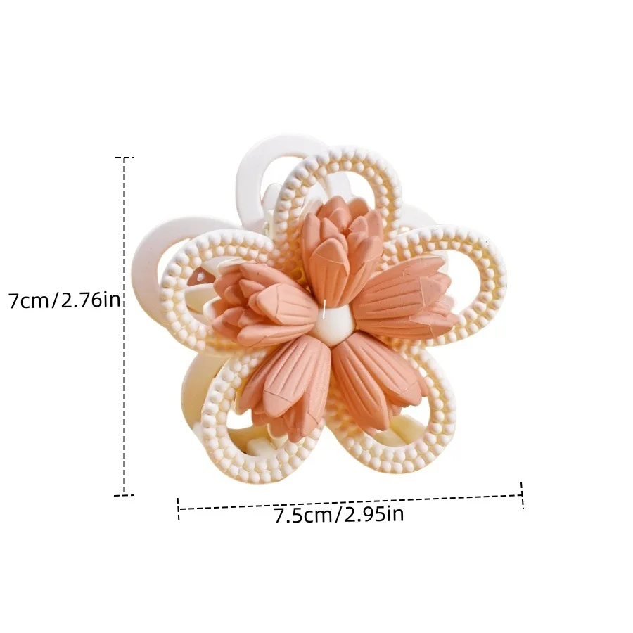 النساء مشبك شعر الوجهين ثلاثية الأبعاد زهرة تصميم قبضة قوية مشبك شعر المضادة للانزلاق تصميم عودة رئيس مشبك شعر اكسسوارات الشعر #6