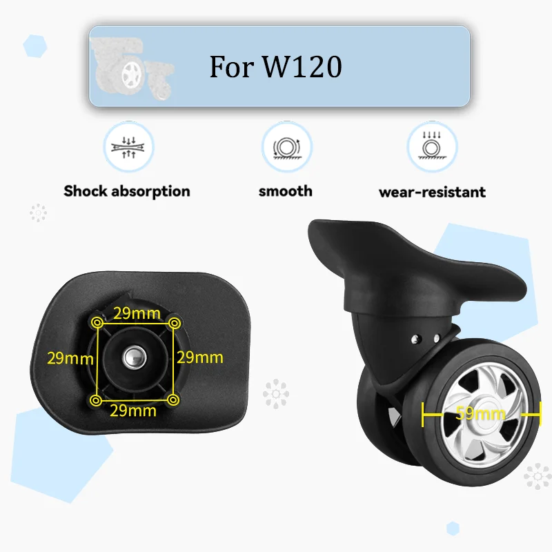 

For W120 Luggage Replacement Wheels Universal Ultra-Quiet Wear-Resistant Rubber 360-Degree Rotation