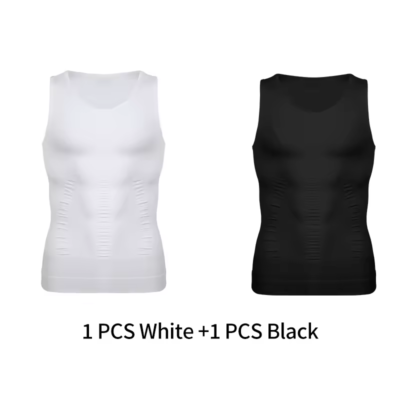 Mens Slimming Body Shaper Vest Shirt Abs Abdomen Slim Gym Workout Tummy Control Compression Tank Top Sleeveless Shapewear - Image 16