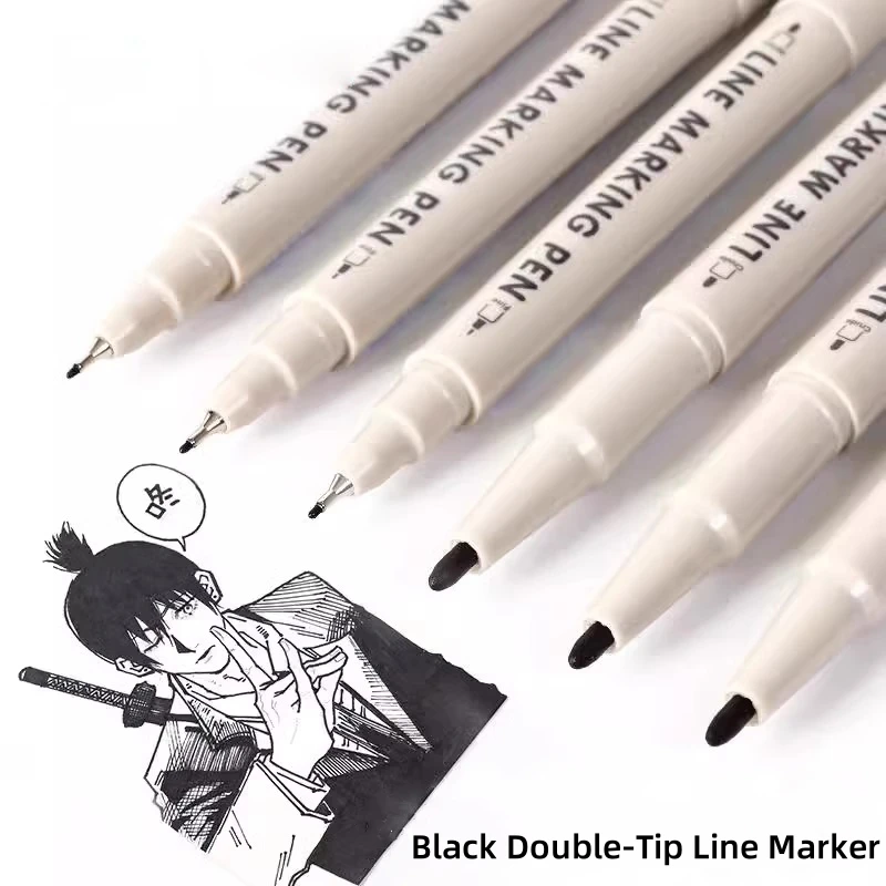 6/12Pcs/Box Double Head Art Black Blue Ink Permanent Paint Marker Pen for Artist Sketching Drafting Comic Design Painting Pen