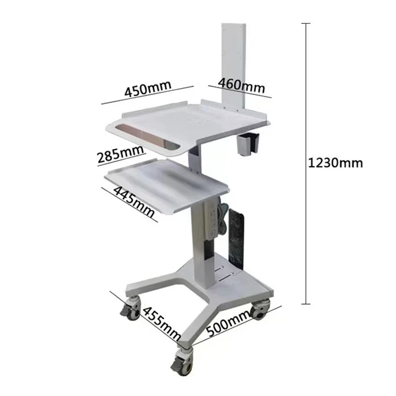Mobile trolley with monitor mount for portable ultrasound imaging scanner systems