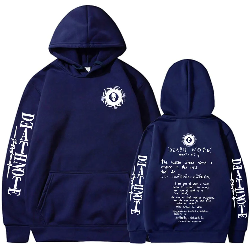 Anime Death Note How To Use It Ryuk Hoodies Men's Women Clothing Fashion Long Sleeves Oversized Hooded Sweatshirts Streetwear