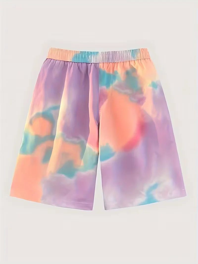 Adult and Children's Soft Cute Sunset Gradient Shorts! Gentle Gradient Casual Niche Artistic 3D Printed Beach Shorts