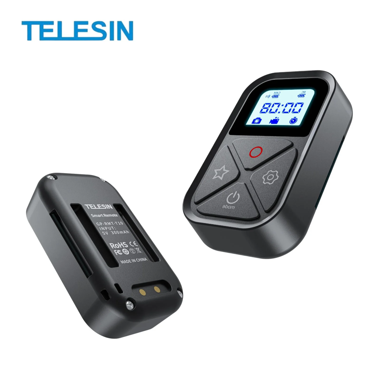 TELESIN Smart Bluetooth Wireless Remote Control  for GoPro Hero 13 12 11 10 9 8 max with LED Display Screen 80m Working Distance