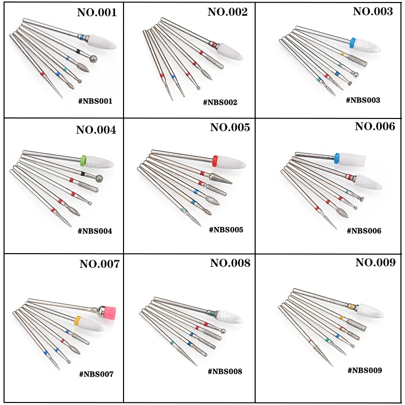 6 teile/satz Diamant Nagel Bohrer Elektrische Fräser Für Pediküre Nagel Dateien Häutchen Grat Maniküre Bohrer Maschine Zubehör