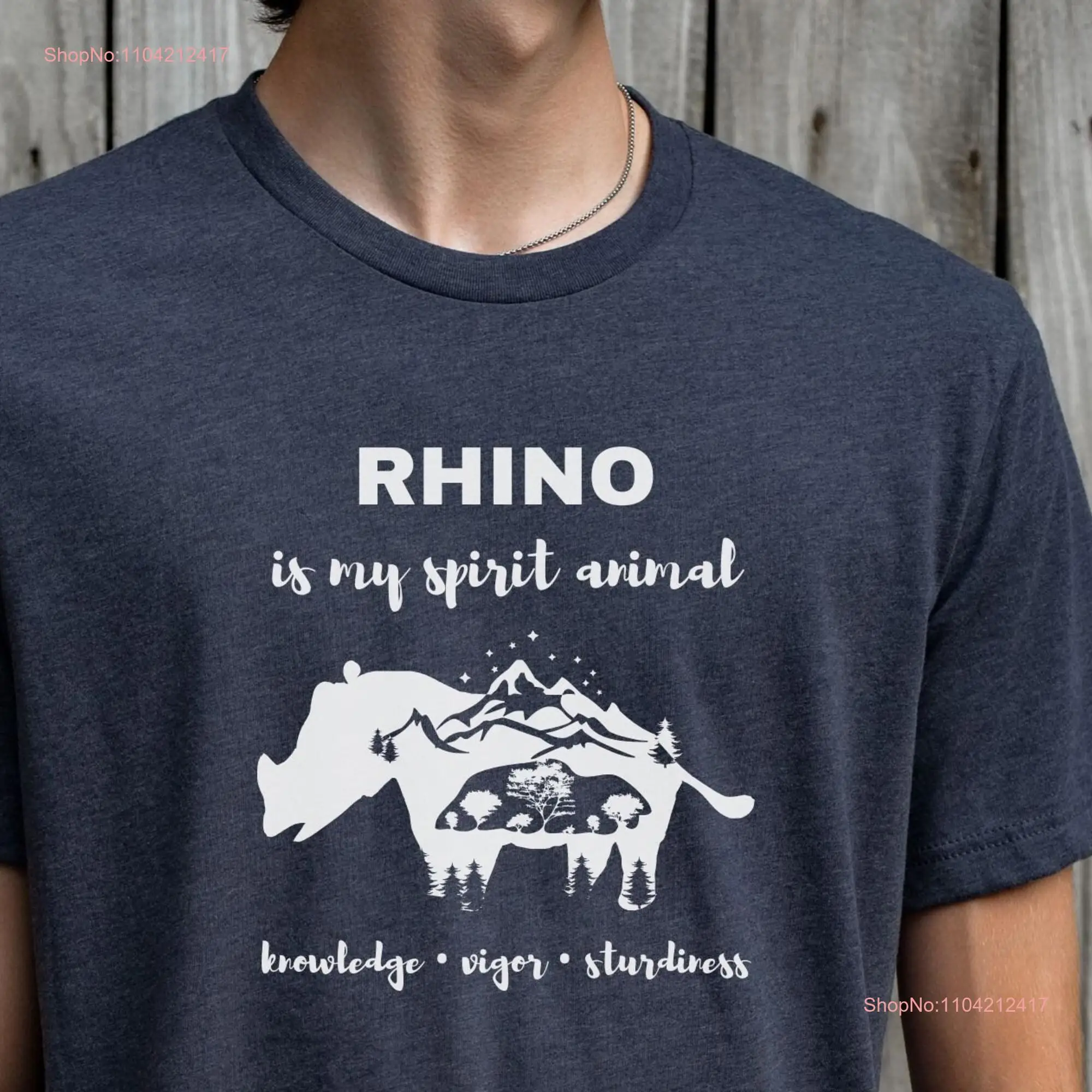 Rhino T Shirt Spirit Animal Symbolism Power Shaman long or short sleeves