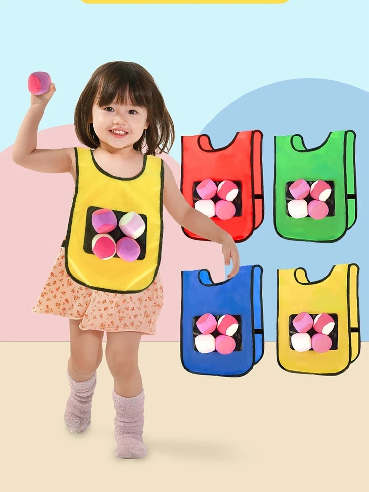 Kinderen Sport Spel Rekwisieten Vest Sticky Jersey Vest Spel Vest Met 5 Kleverige Bal Gooien Speelgoed Voor Kind Outdoor Fun sport Speelgoed