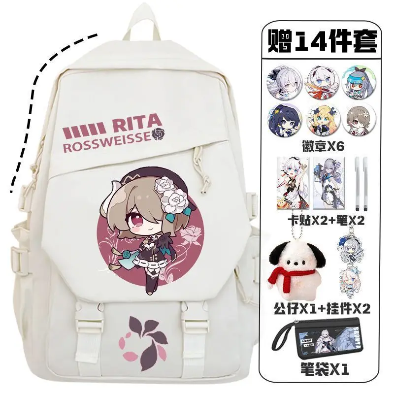 Honkai Impact 3 Boys Girls, Ins Style Korean Version New Backpack For Elementary And Middle School Students, Co-Branded Large An