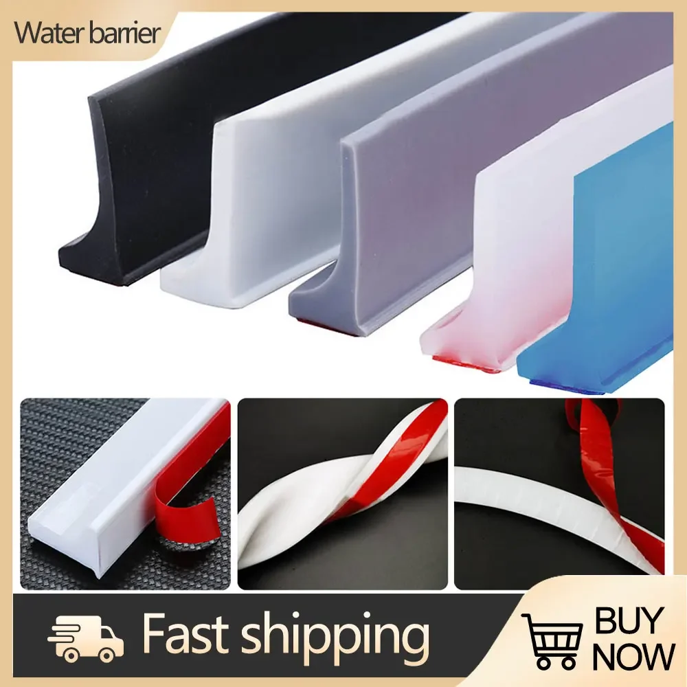 

50/100/200/300cm Silicone Bathroom Water Barrier Shower Non-Slip Dry Wet Separation Bendable Floor Barrier Water Stopper Barrier