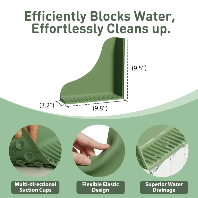Silicone Shower Splash Guard with Strong Suction Cups Bathtub Corner Water Blocker Secure Seal & Easy Removal Bathroom Supplies view 6