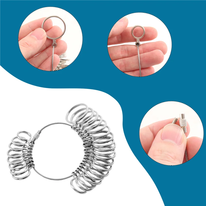 ABKJ-0-13 Ring Sizer Measuring Tool Set Metal Ring Sizers Metal Ring Gauges Finger Sizer & Ring Mandrel