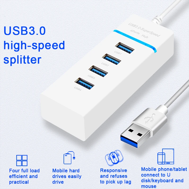 Concentrador de puertos USB 3,0, expansor múltiple de alta velocidad, 7 puertos, accesorios para Pc