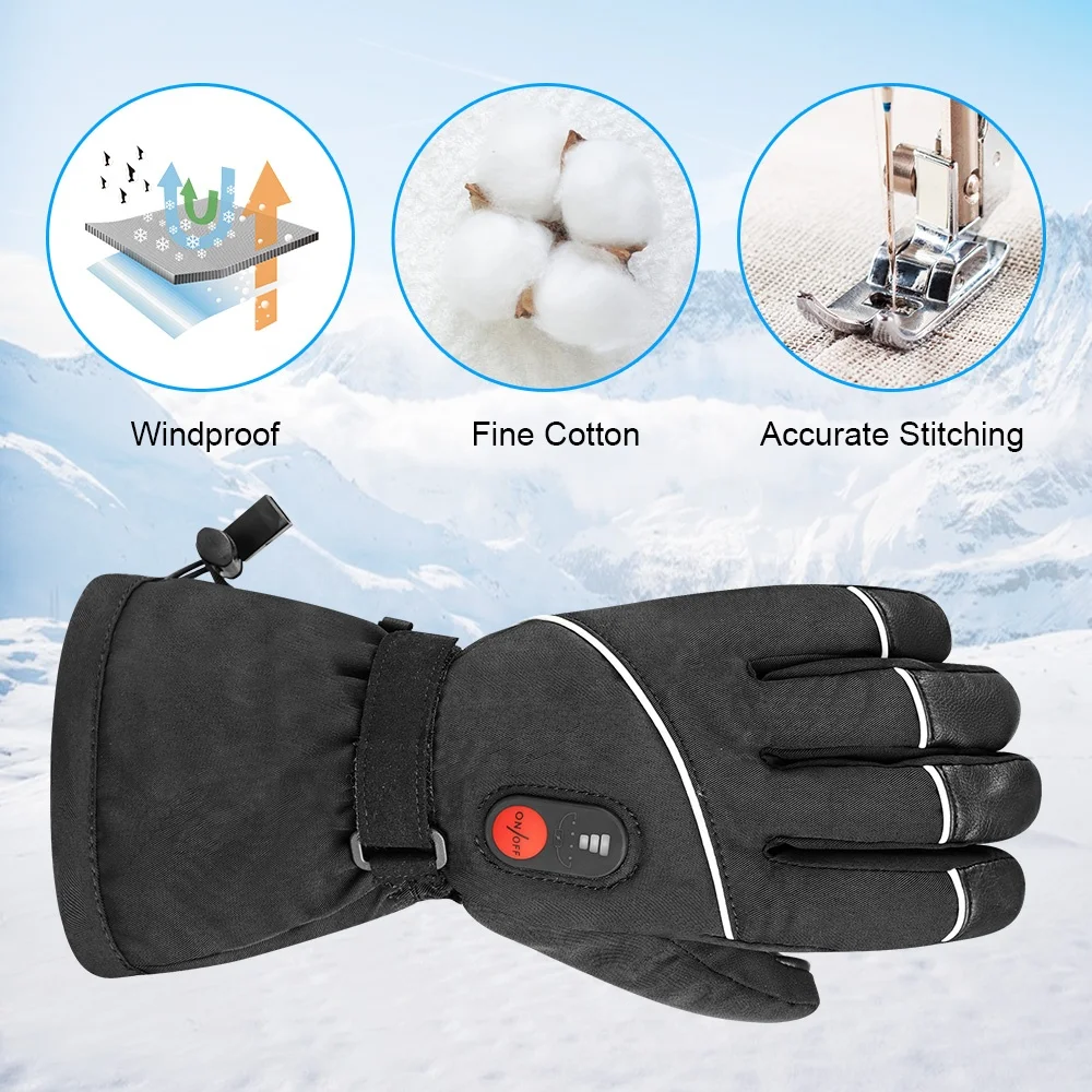 Customized Outdoor Heated Protection Glove Ski Gloves Rechargeable Electric Battery Warm Waterproof Breathable Snowboard Gloves