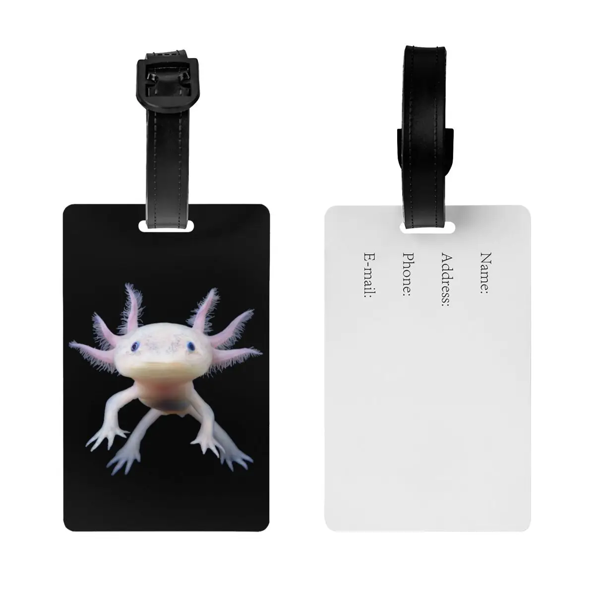 Custom Cute Axolotl Luggage Tag With Name Card Salamander Animal Privacy Cover ID Label for Travel Bag Suitcase