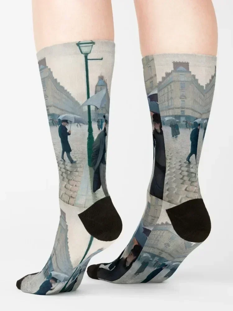 Paris Street Rainy Day Socks sports and leisure cute custom colored Socks Female Men's