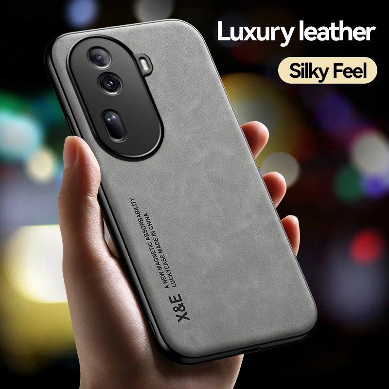 For Oppo Reno 11 Pro 5G Case Leather With Metal Plate Phone Case For On Orro Reno11 Reno 11 Pro 5G Magnetic Holder Back Cover