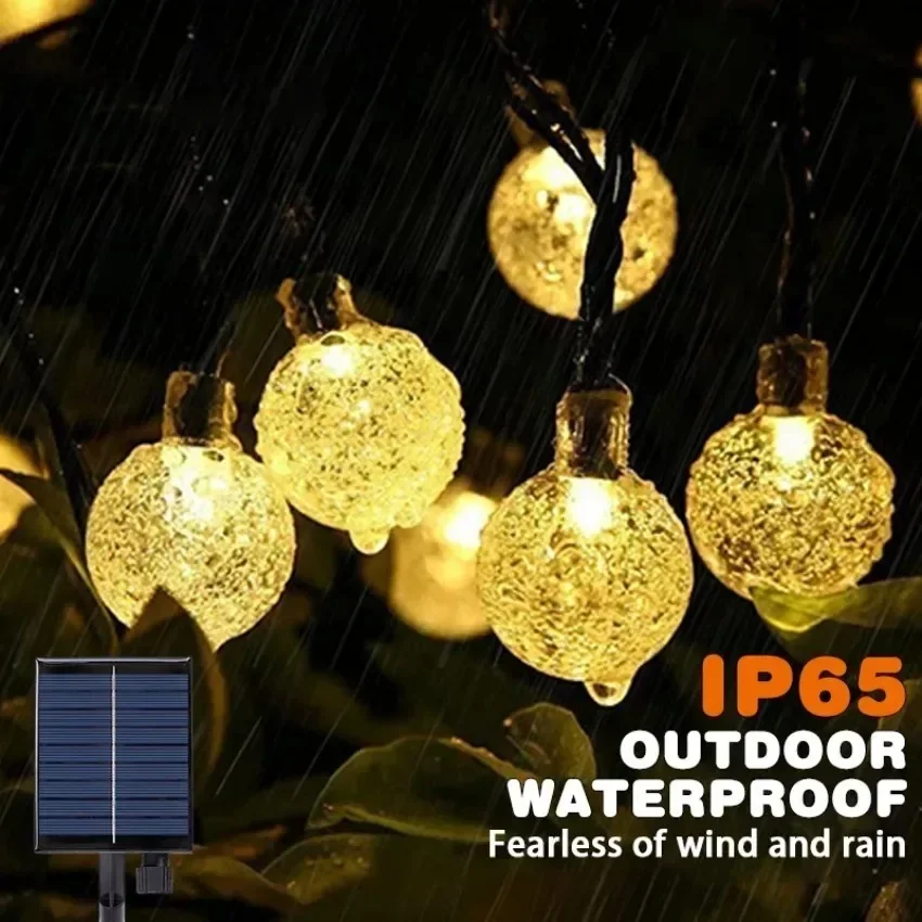 Outdoor Solar Bubble Ball Light String LED Waterproof Lamp Camping Courtyard Christmas Party Holiday Decor Atmosphere Light