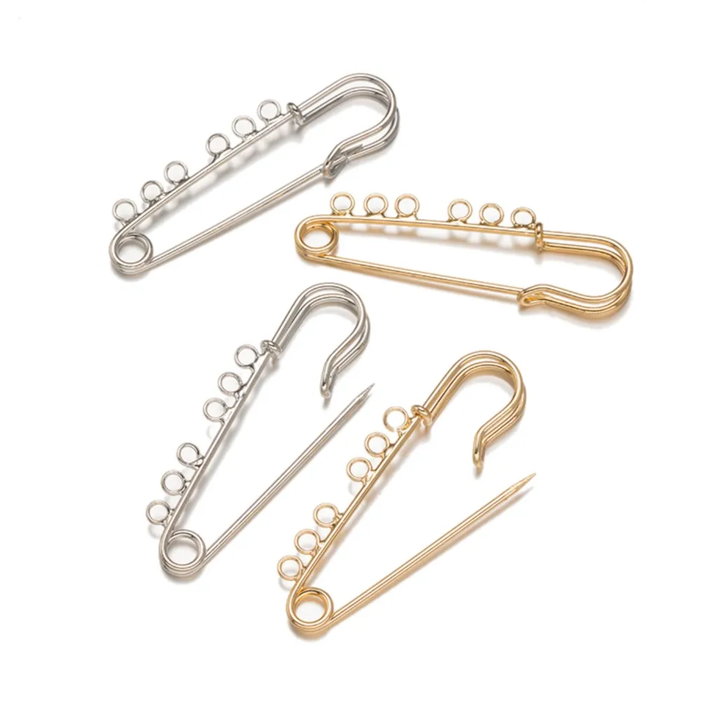 10Pcs/Lot 50/57/61/65/70mm Safety Pins Brooch Blank Base Brooch Pins Rings For DIY Jewelry Making Supplies Tools Accessories