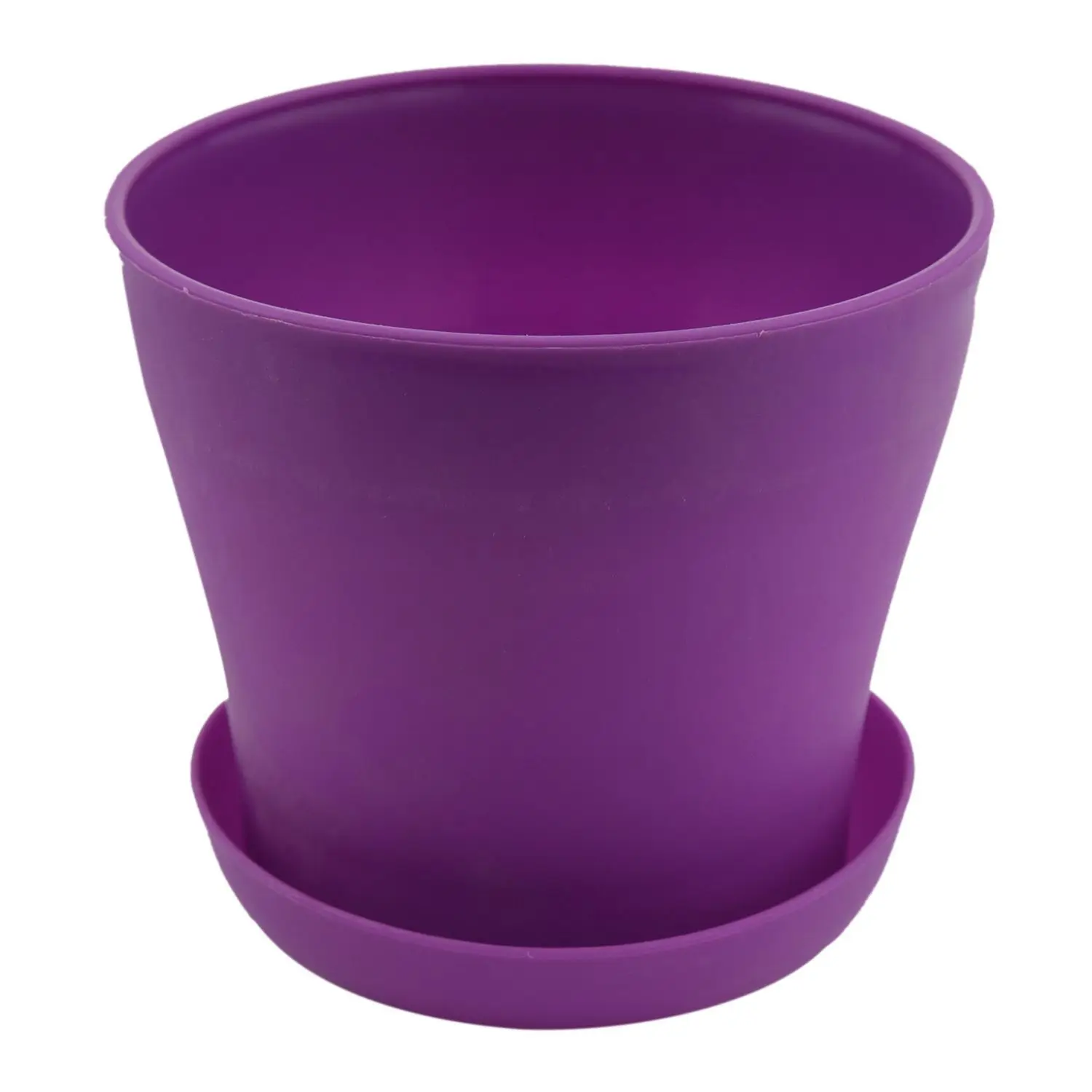 

Plastic Plant Flower Pot Planter With Saucer Tray Round Gloss Home Garden Decor, Purple Upper Caliber -, 14cm / 5.51"