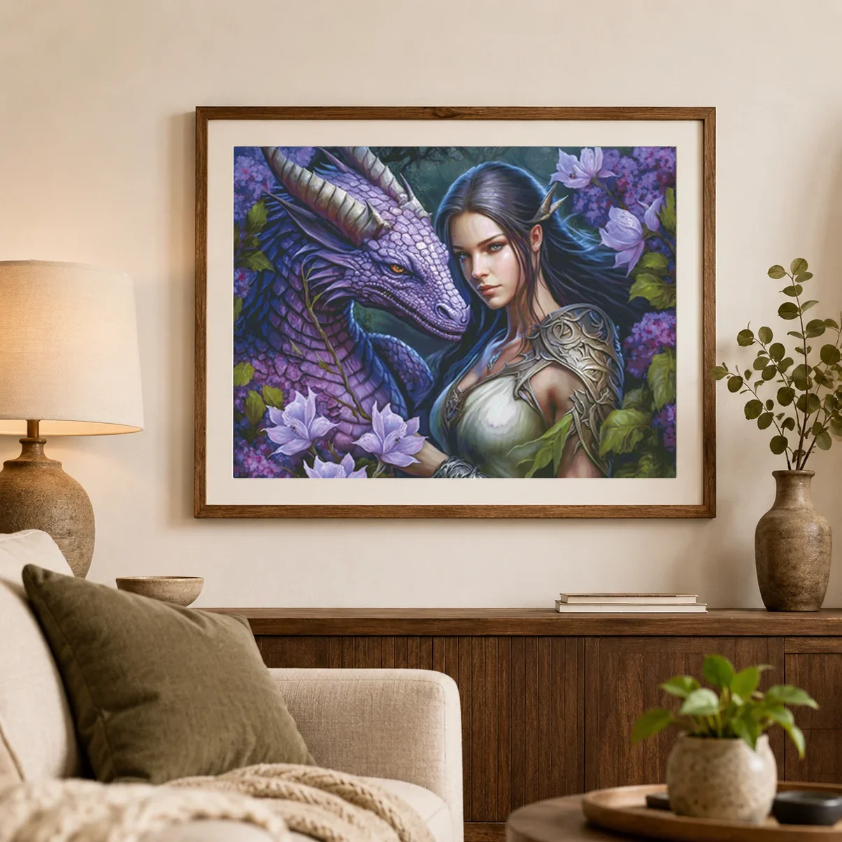 [ZZ4073-beautiful woman and Zilong] Stamped Cross Stitch Kit 14/16/18CT Printed Canvas Cotton Thread Embroidery Craft Wall Decor