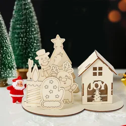 Christmas Wooden House Puzzle Ornaments, Holiday Party, Desktop Decorations, DIY Gifts
