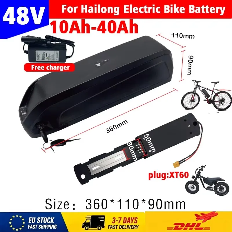 Für Hailong-Akku 48V 20Ah-40AH Lithium-Akku mit großer Kapazität, verwendet für Octagonal BBS02 BBS03 BBSHD Motor, geeignet für E-Mountainbike-Akku