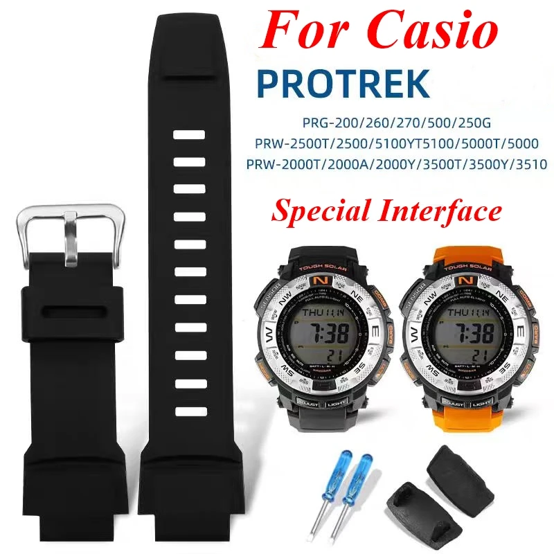 For Casio PROTREK PRG-200/260/270/500/250G PRW-2500/5100//5000 PRW-2000 PRW-3500 Watch Strap Watchband Rubber Bracelet Wristband