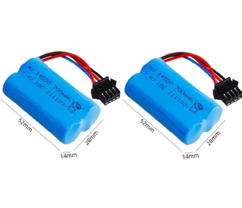 14500 7.4V 700mAh Li-ion Battery SM4P/USB For R/C stunt Cars Spare parts R/C Cars  High-Rate water bullet gun toys accessories