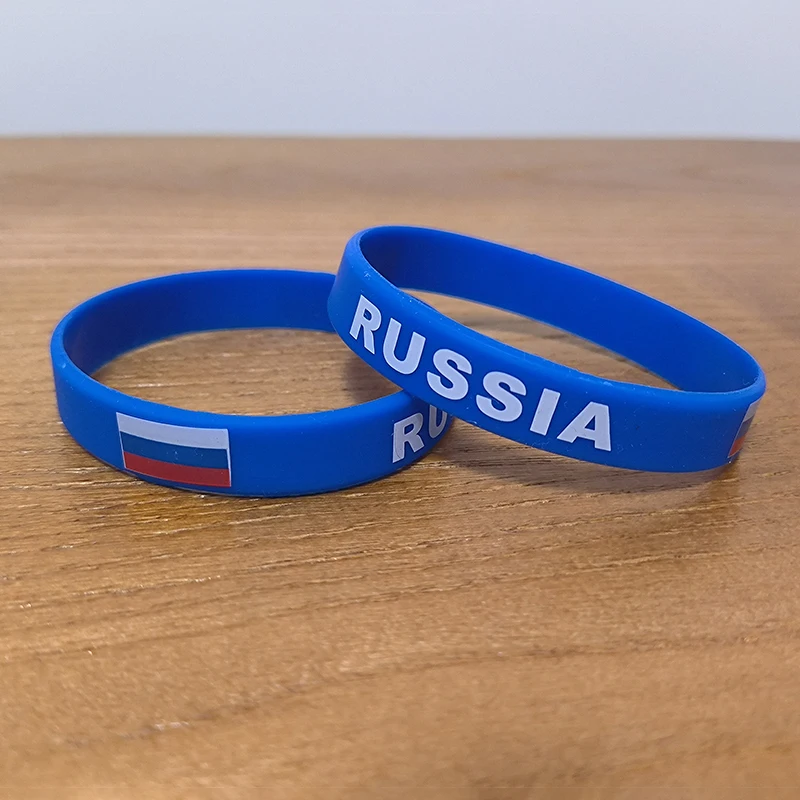 2pcs Russia National Flags Wristbands Sports Silicone Bracelet Men Women Rubber Band Patriotic Commemorative Fashion Accessory