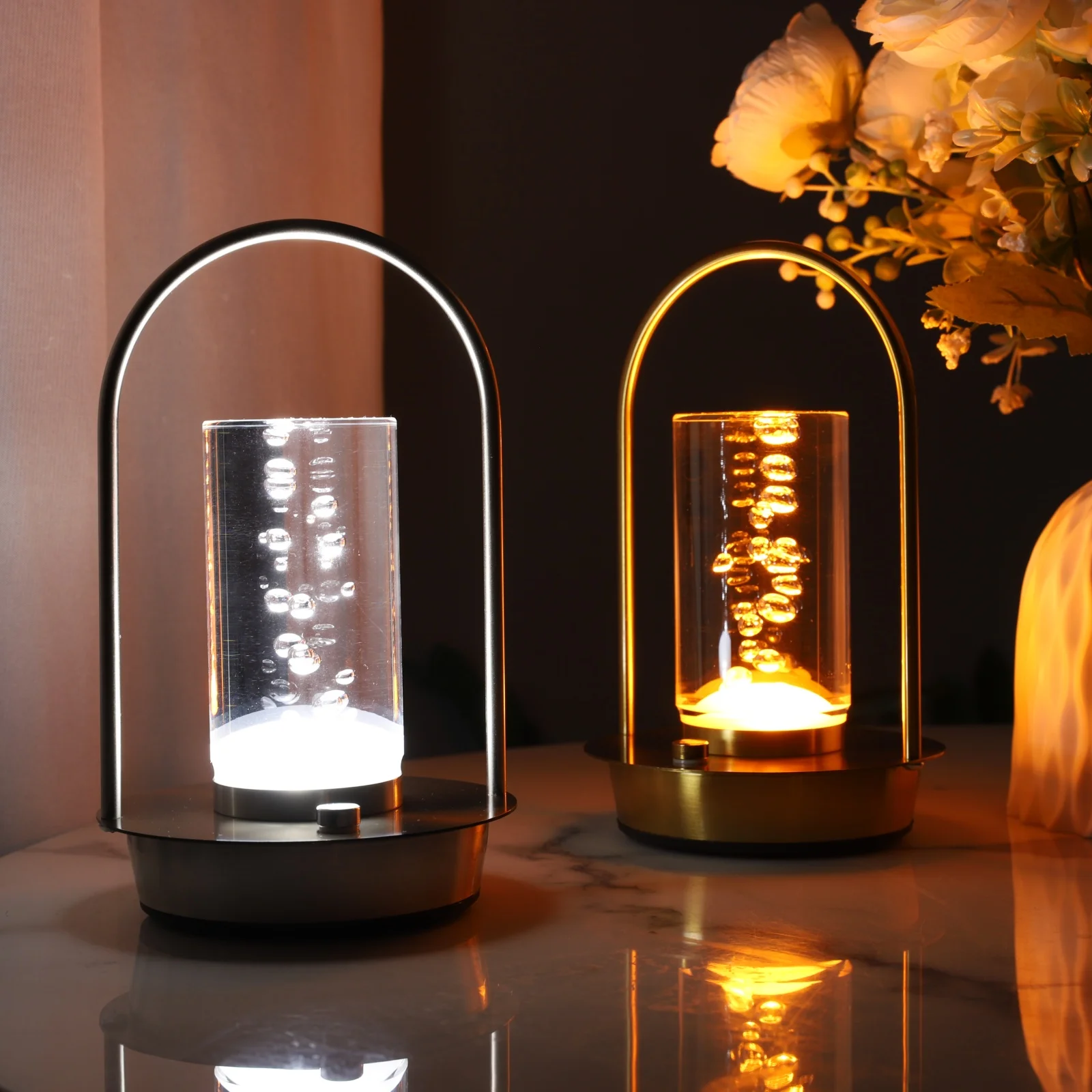 LED ضوء الليل 3 ألوان الإضاءة مصباح لتهيئة الجو اللمس الاستشعار لمبة مكتب لغرفة النوم مطعم المنزل في الهواء الطلق #5