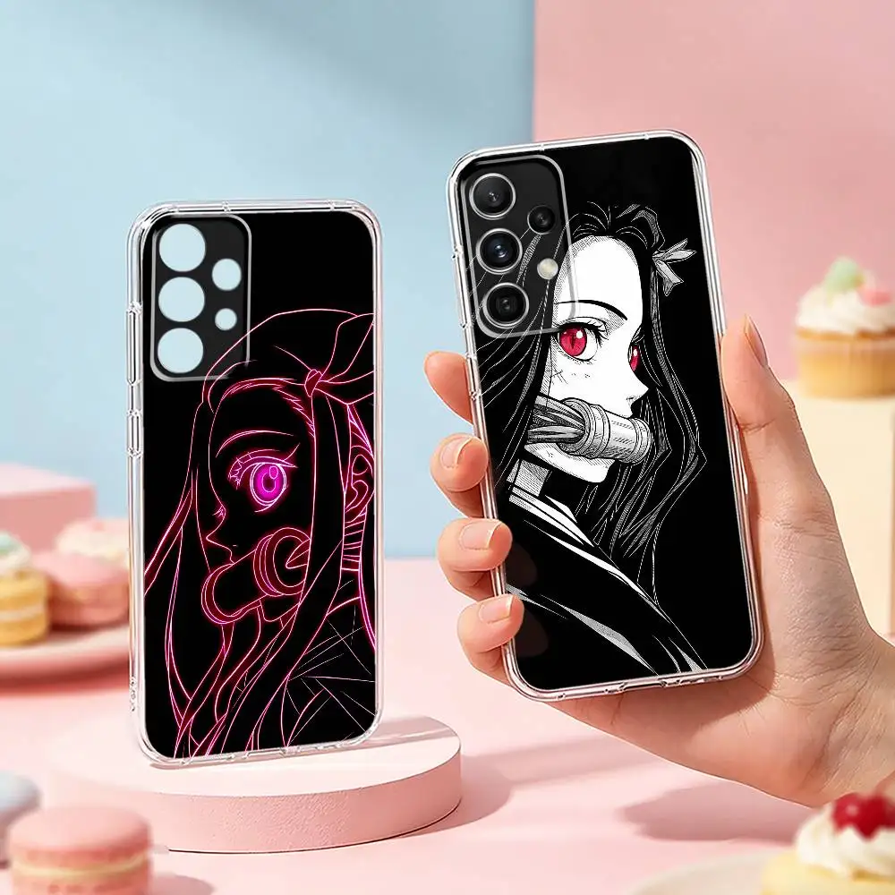 Sweet Nezuko phone Case For Samsung S25,24,21,22,23,30,Ultra,20,Plus,Fe,Lite,Note Transparent Cover