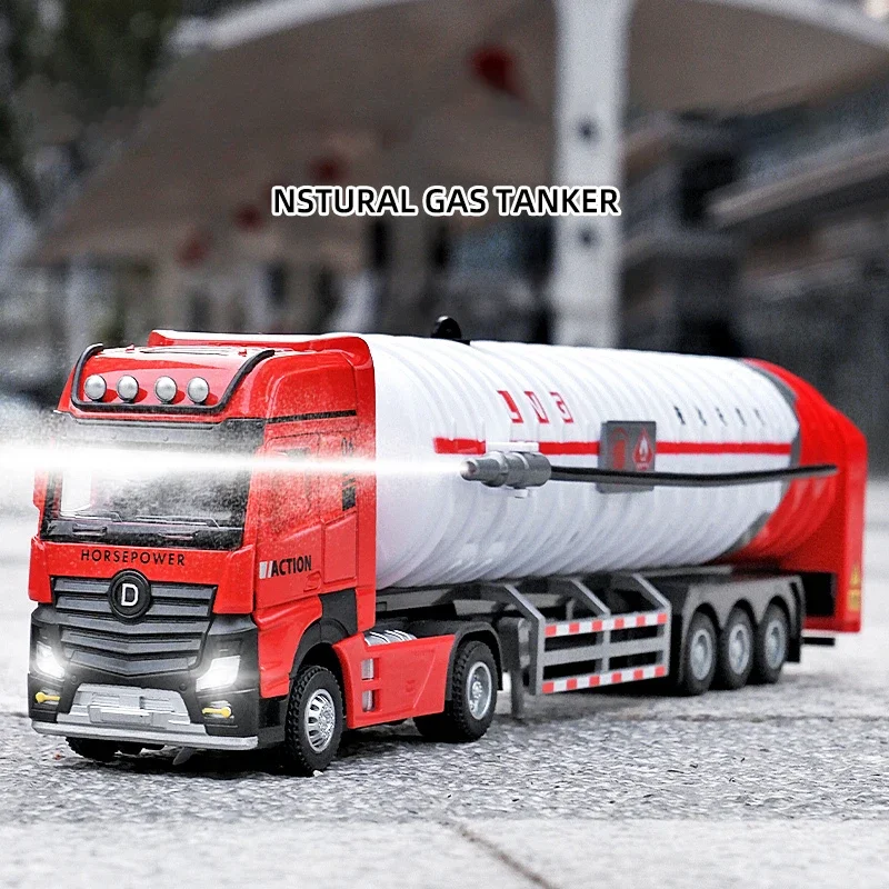 Able To Spray Water Oil Tank Truck Alloy Car Model Container Truck Container Engineering Transport Vehicle Children Toy Car Gift