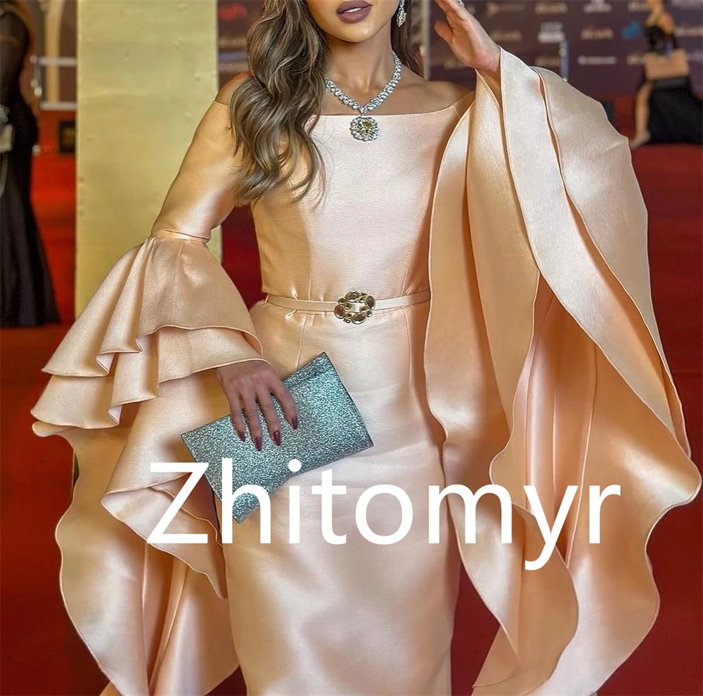 Customized Fashion Prom  Sexy Casual  Off-the-shoulder Sheath Formal Ocassion Gown Floor length Skirts Charmeuse Evening Dress 프