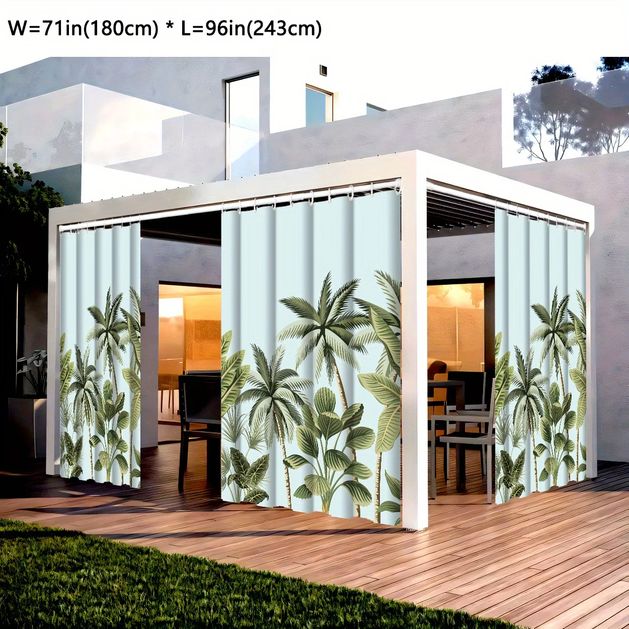 

1 pc Outdoor Curtains, Waterproof QutdoorGarden Curtains, Modern Minimalist StyleNature Theme Yard Curtains, Tropical PlantPatte